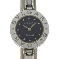 Pre-owned BVLGARI Bzero1 BZ22SS stainless steel quartz watch with analog display and black dial for women.