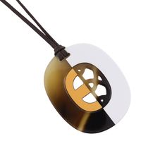 Pre-owned Hermès Remix Fidelift necklace in brown/white buffalo horn, approximately 20g, for women.