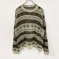 Used 2000s KNIGHTSBRIDGE acrylic knit sweater, vintage, all-over print, Color, size XL