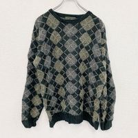 Used 90s CROFT & BARROW acrylic knit sweater, vintage, all-over print, Color, size M
