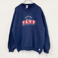 Used 90s Russel Athletic sweatshirt, vintage navy blue, size XL, front V-neck.