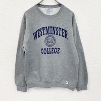 Used 2000s RUSSELL sweatshirt, college-style, V-neck, gray, size M