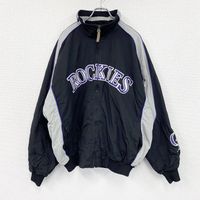 Used 90s Majestic Rockies full-zip nylon jacket in black, two- Color , vintage, size XL