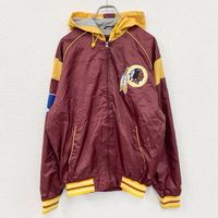 Used NFL RED SKINS RED Stadium Jacket, Full-Zip Hoodie, Two Color Bordeaux, Size M