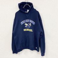 Used 2000s RUSSEL ATHLETIC sweatshirt, black, size L, with a V-neck front.