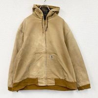 Used Carhartt Active Duck Jacket with Checked Flannel Lining, Camel