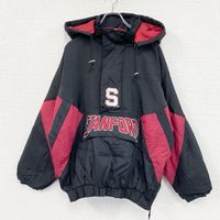 Used STARTER nylon pullover jacket, padded, concealed Color, black, two-tone, size M