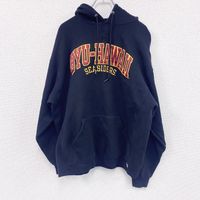 Used 2000s Russell sweatshirt/hoodie, vintage black, V-neck, size XL