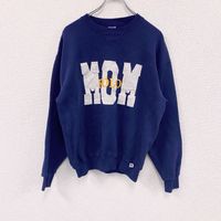 Used 90s Russel Athletic sweatshirt, vintage navy blue with a V-neck front, size M