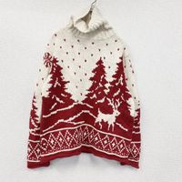 Used LIZ Claiborne turtleneck cotton knit sweater in red, RED L