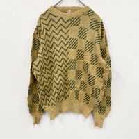 Used Fabrique en Italia mohair-blend knit sweater, all-over print, yellow, size M