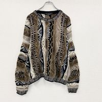 Used Protege COOGI-style cotton knit sweater from the 2000s. 3D knit, vintage, all-over print, Color, size L.