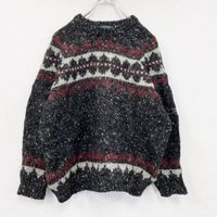 Used 90s Mark Shale wool knit sweater, vintage, all-over print, black, size M
