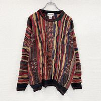 Used 90s Alfani Coogi-style cotton knit sweater, 3D knit, vintage, all-over print, Color , size XL