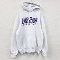 Used 2000s Russell Athletic vintage white sweatshirt/hoodie, size L