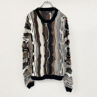 Used DANGERFIELD COOGI-style cotton knit sweater, 3D knit, vintage, all-over print, multicolor , Color M