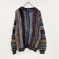Vintage 90s ROUNDTREE & YORKE COOGI-style cotton knit sweater, 3D knit, all-over print, Color, size L