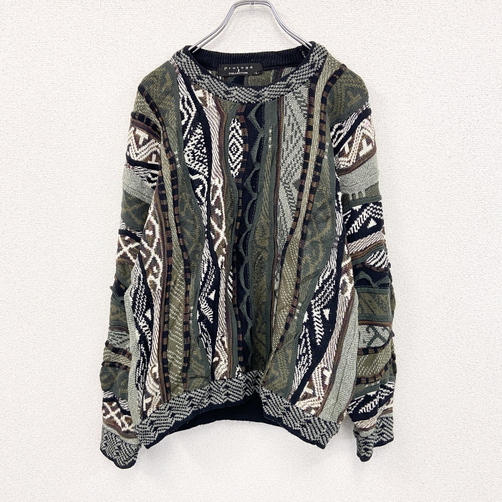 coogi knit 90s Used 90s Protege COOGI-style cotton knit sweater 