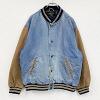 Used 90s Cambridge Classics denim varsity jacket, vintage indigo, size M