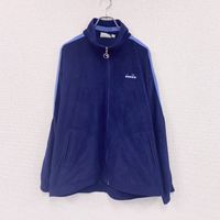 Used 90s Diadora track jacket/velour jersey, vintage, navy, size 44