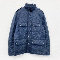 Used BURBERRY BRIT Brit quilted jacket in navy with Nova check liner.