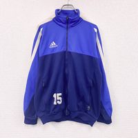 Used 90s adidas track jacket/jersey, vintage blue/navy, size M