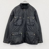 Used BELSTAFF oiled jacket with stand- Color and checkered liner, black, size XL