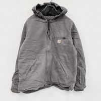 Used Carhartt Loose Fit Sierra Jacket, Full-Zip Duck Parka with Boa Liner, Gray, Size M