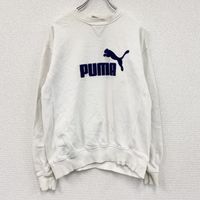 Used 90s PUMA sweatshirt/sweatshirt, vintage, white, front V, size M