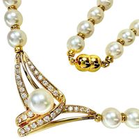 POLA/ POLA Akoya珍珠（珍珠）6.8-8.3毫米，鑽石0.59克拉項鍊，18K金，33.3克，39厘米，女士[二手]