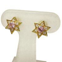 二手帕帕拉恰藍寶石（0.19 x 2 克拉）和鑽石（總重 0.06 x 2 克拉）18K 金耳環（2.0 克），女士款