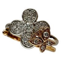 二手女士 11 號雙環戒指，鑲嵌可調式鑽石，0.30 克拉黃金，18K 白金或 18K 玫瑰金材質，重 5.1 克。