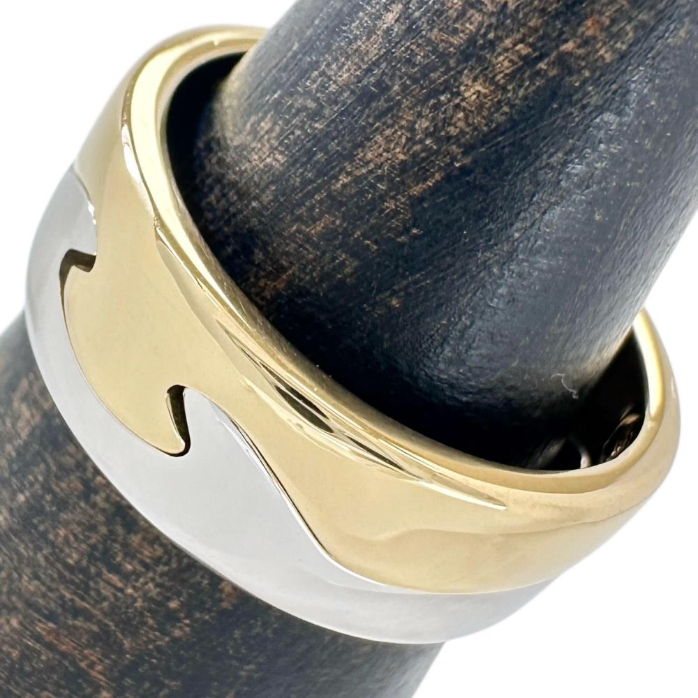 Pre-owned Georg Jensen 2-Row Fusion Ring, size 10, 18K Yellow Gold/18K White Gold, 9.7g, 50ct, Unisex.