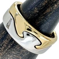二手喬治傑生 (Georg Jensen) 雙排融合戒指，18K黃金/18K白金，9.5克，52號，男女通用，12號
