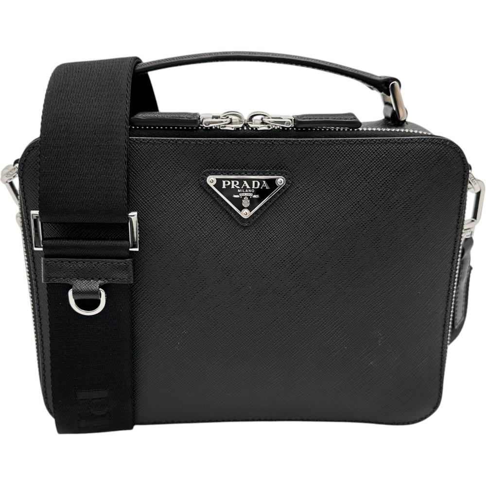 PRADA/Prada Brick 2VH069 2-Way Handbag/Shoulder Bag, Saffiano Leather, Black, Men's [Pre-owned]