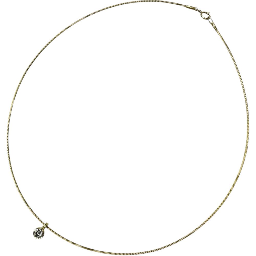 Pre-owned wire-style Omega necklace featuring a 0.35ct diamond (estimated H-I1 grade) in 18K gold, 4.0g, and 40cm. Women's.