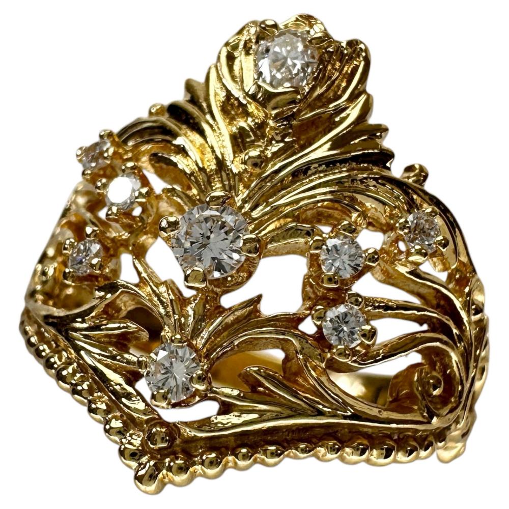 Pre-owned Franklin Mint Diamond Ring, Size 14, 18K Gold, 5.7g, Women's