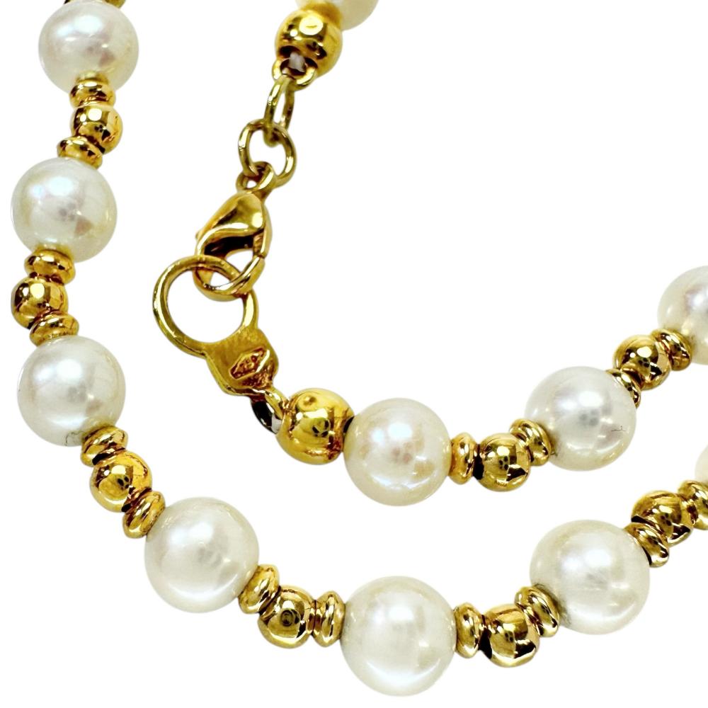 Pre-owned Akoya pearl necklace, 5.5-5.8mm, 12.2g, 40cm, 18K gold, for women.