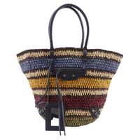 Balenciaga BALENCIAGA Basket Bag, Raffia and Leather Tote Bag, Shoulder Bag, Handbag, A4 Size Open, Women's [Pre-owned]