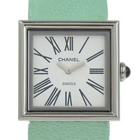 Pre-owned CHANEL Mademoiselle watch H0572, stainless steel and leather, quartz movement, analog display, white dial, Mademoiselle for women.