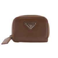 Pre-owned Prada Triangular Logo Coin Case, Leather, Made in Italy, Zipper, Triangular Logo