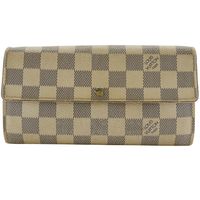 Pre-owned Louis LOUIS VUITTON Portefeuille Sarah long wallet N61735, Damier Azur canvas, 2007, white, CA5027, snap closure, unisex.