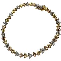 二手，1.00克拉鑽石手鍊，材質可選18K黃金、18K玫瑰金或850鉑金。重13.6克，長17.5公分。三顏色設計，女士款。