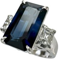 二手女士戒指，12號，3.79克拉藍寶石，0.54克拉鑽石，Pt900鉑金，8.1克