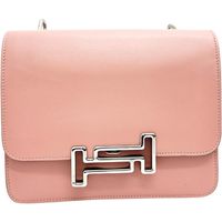 TOD'S/토즈 더블 T체인 숄더백 숄더백 레더 핑크 레더/실버 쇠장식 레이디스 【중고】