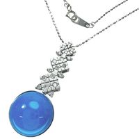 二手綠松石和鑽石項鍊，總重 0.30 克拉，4.7 克，40 厘米，18K 白金，女士款。