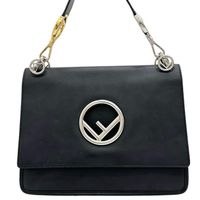 FENDI/펜디 8BT284 캐나이예프 숄더백 레더 블랙 레더/실버&골드 쇠장식 레이디스[중고]