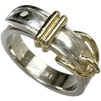 二手愛馬仕/Hermès Santur腰帶戒指，925純銀/18K黃金，5.0克，49號，女士款