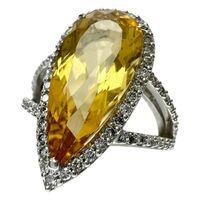 二手女戒指，12號，鑲嵌5.49克拉黃色綠柱石和0.55克拉鑽石，鉑金（Pt900）戒托，重8.4克。