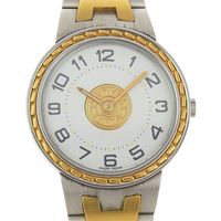 Pre-owned Hermès Serie women's watch in stainless steel with gold plating, quartz movement, analog display, white dial.